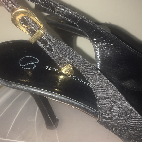 St. John Black Monogram Slingback Heels - Picture 2 of 3
